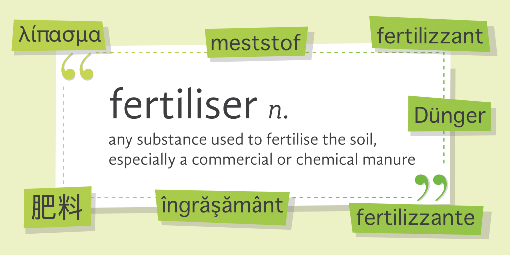 fertiliser in different languages meststof, fertilizzant, Dünger, fertilizzante